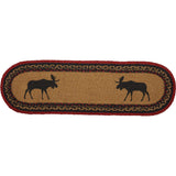 Cumberland Stenciled Moose Jute Stair Tread Oval Latex 8.5x27, Set of 7