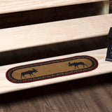 Cumberland Stenciled Moose Jute Stair Tread Oval Latex 8.5x27, Set of 7