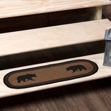 Wyatt Stenciled Bear Jute Stair Tread Oval Latex 8.5x27, Set of 7