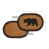 Wyatt Bear Nature Print Textured Jute Rustic Tabletop Kitchen Stenciled Oval Bedding Accessory, Placemat Set 12x18, Dark Tan, 12 Pack