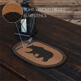 Wyatt Bear Nature Print Textured Jute Rustic Tabletop Kitchen Stenciled Oval Bedding Accessory, Placemat Set 12x18, Dark Tan, 12 Pack