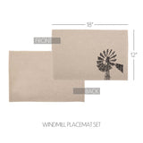 Sawyer Mill Windmill Graphic/Print Chambray Cotton Farmhouse Tabletop Kitchen Stenciled Runner, Placemat Set 12x18, Khaki Tan, 12 Pack