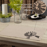 Sawyer Mill Windmill Graphic/Print Chambray Cotton Farmhouse Tabletop Kitchen Stenciled Runner, Placemat Set 12x18, Khaki Tan, 12 Pack
