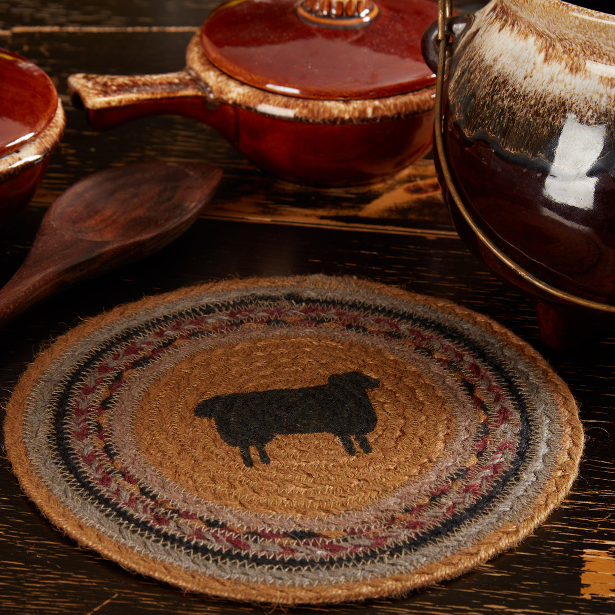 Heritage Farms Sheep Jute Trivet 8, Set of 3