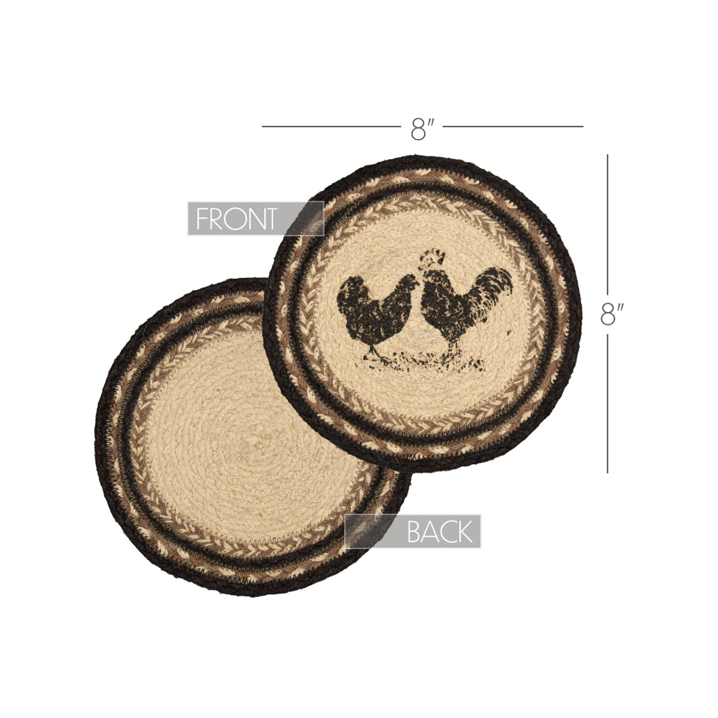 Sawyer Mill Charcoal Poultry Jute Trivet 8, Set of 3