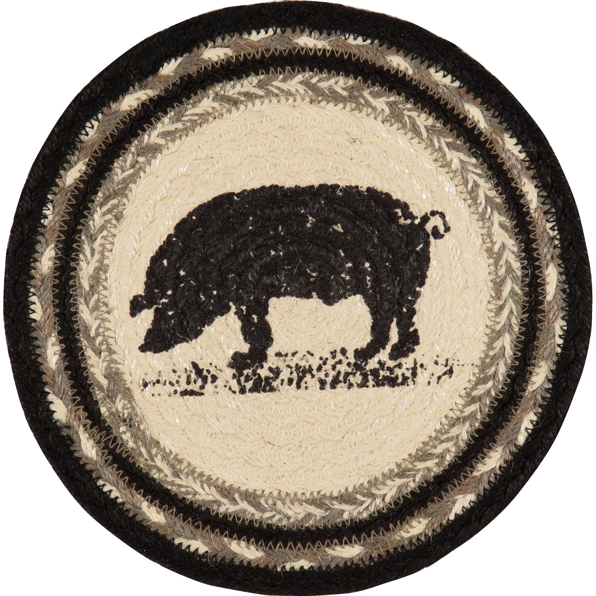 Sawyer Mill Charcoal Pig Jute Trivet 8, Set of 3