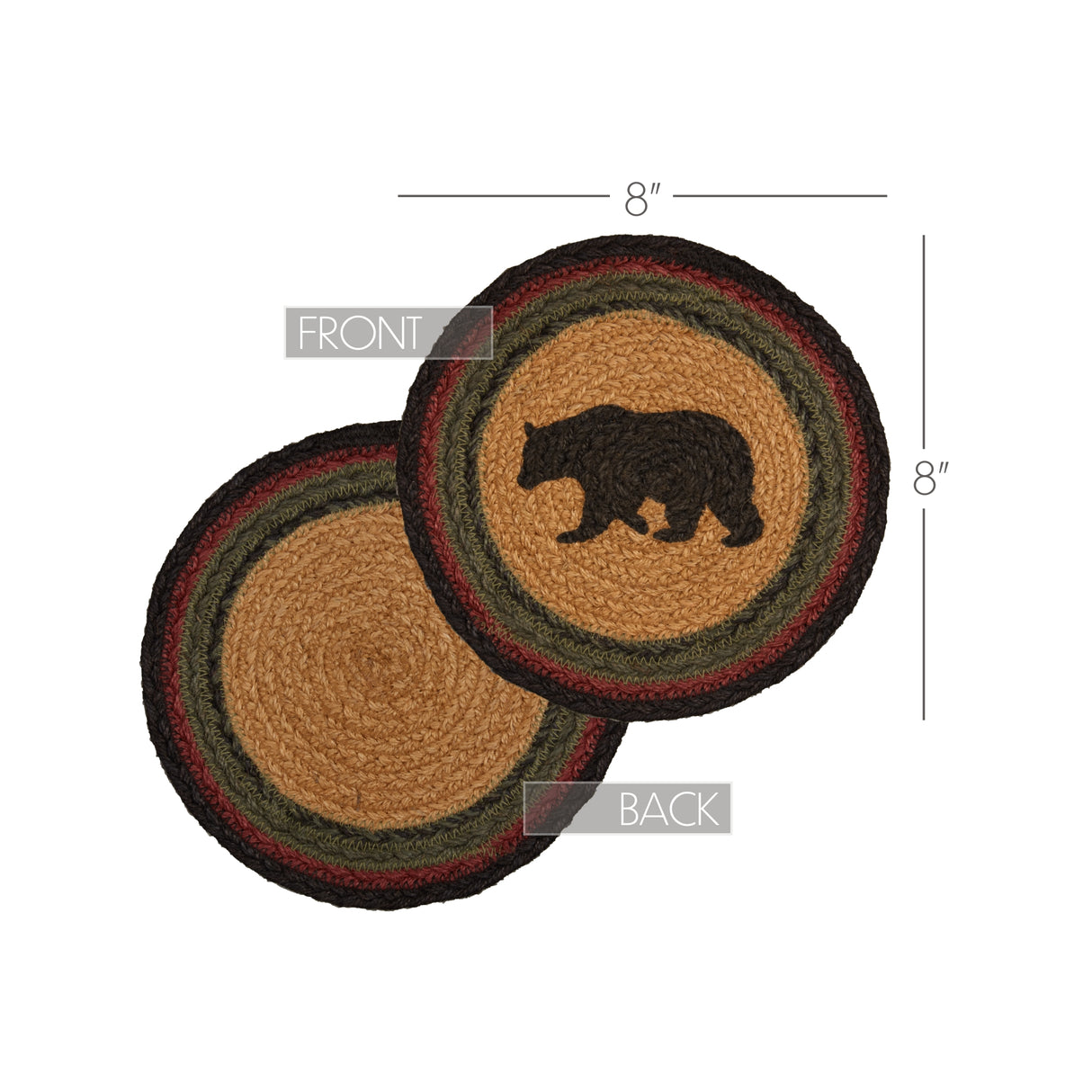 Wyatt Stenciled Bear Jute Trivet 8, Set of 3