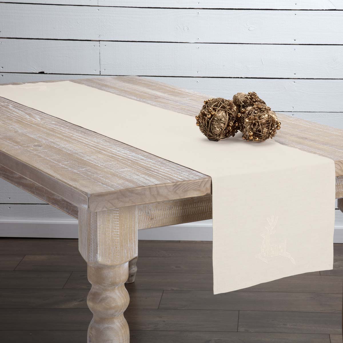 Lace Deer Creme 13x72 Table Runner & 6 pc 12x18 Placemat Set