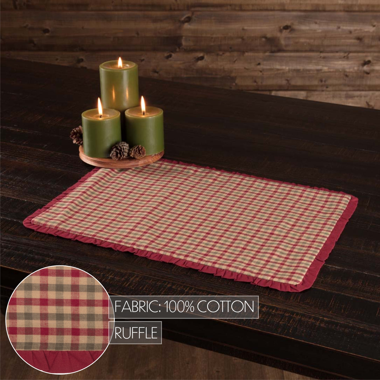 Jonathan Plaid Wheat 13x72 Table Runner & 6 pc 12x18 Placemat Set