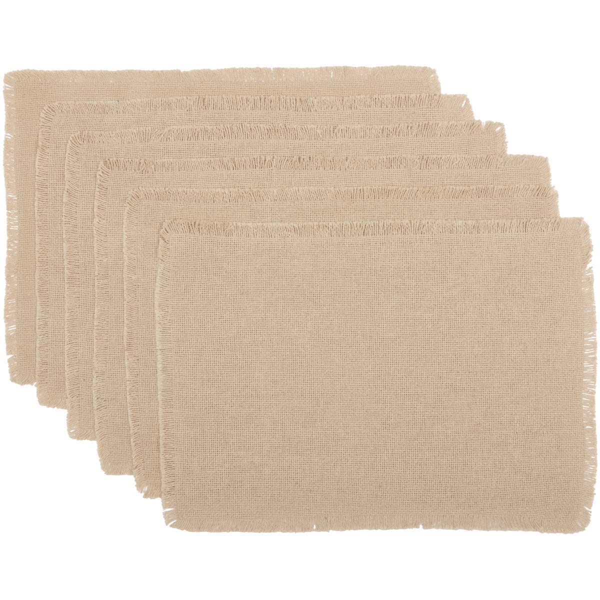 Farmhouse Holiday Tabletop & Kitchen-Burlap Placemat Set of 6, Vintage White Tan, 12 Pack