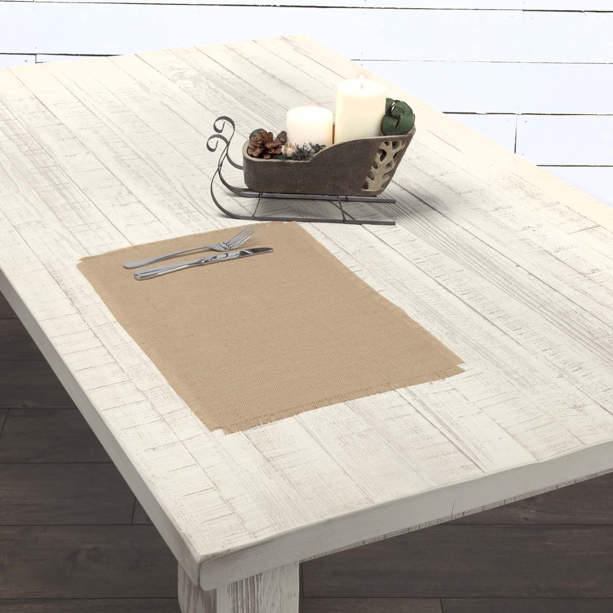 Rustic & Lodge Holiday Tabletop & Kitchen-Jute Burlap Natural Tan kitchen-linen-sets, Placemat 12x18, 12 Pack