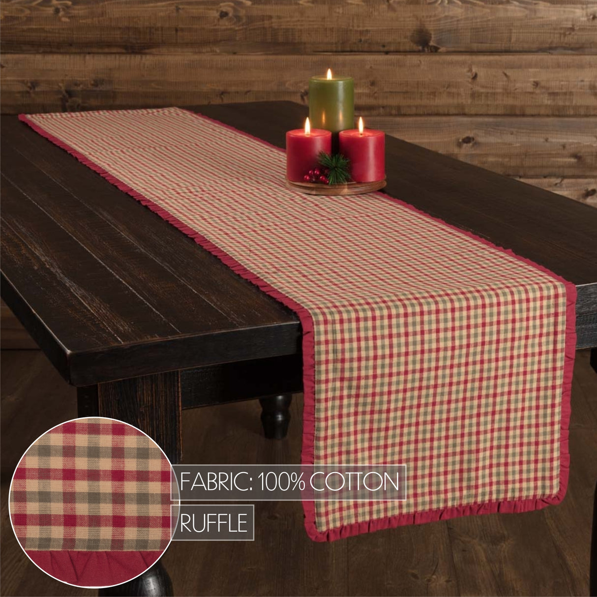 Jonathan Plaid Wheat 13x72 Table Runner & 6 pc 12x18 Placemat Set