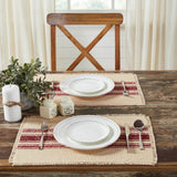 Yuletide Burlap Red Stripe Placemat Set of 6 13x19, 12 Pack