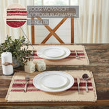 Yuletide Burlap Deep Red 12x72 Table Runner & 6 pc 13x19 Placemat Set