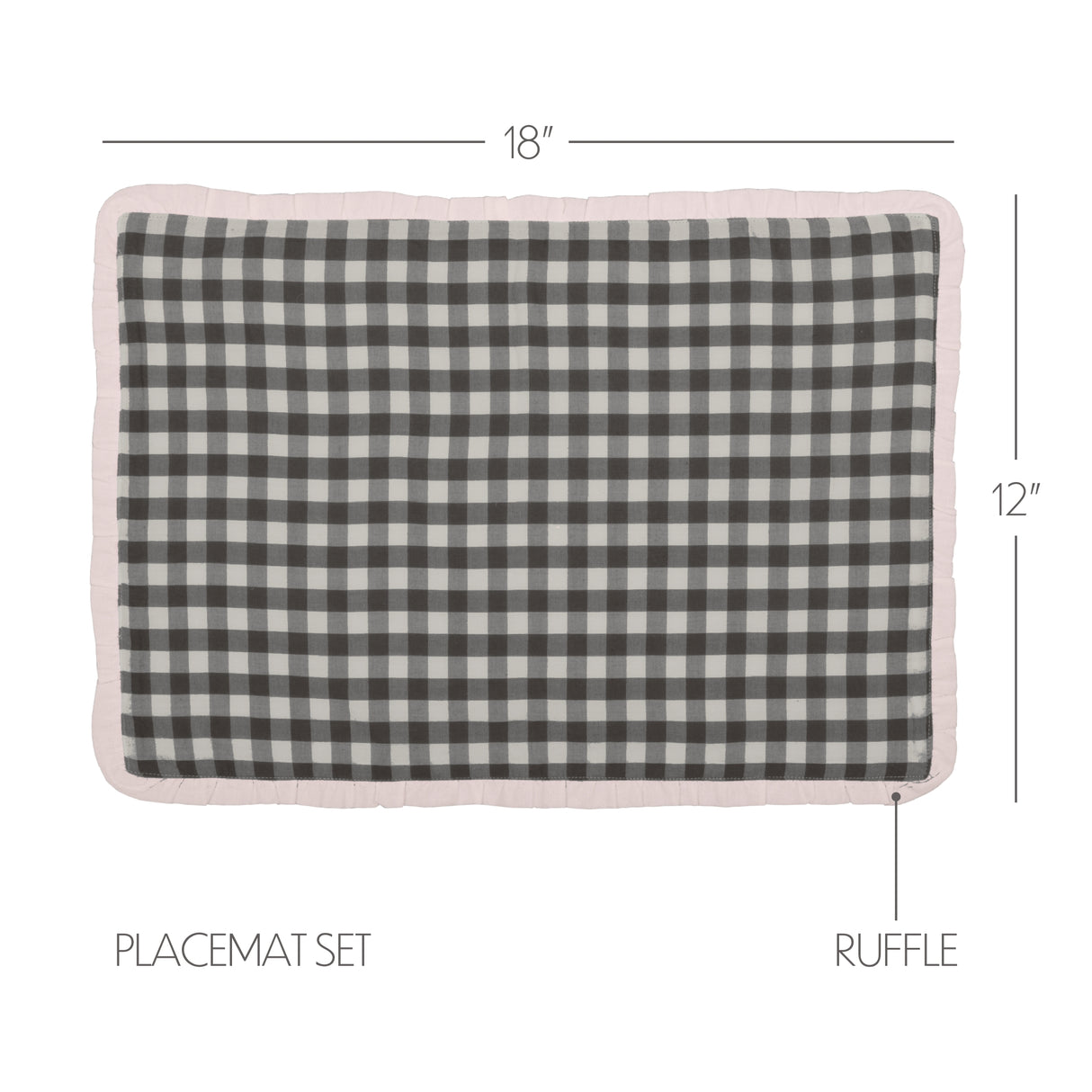Emmie Black Placemat Set of 6 12x18
