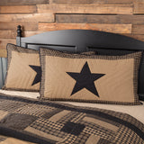 Black Check Star King Sham 21x37, Set of 2