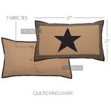 Black Check Star King Sham 21x37, Set of 2