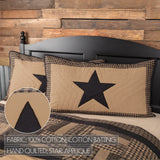 Black Check Star King Sham 21x37, Set of 2