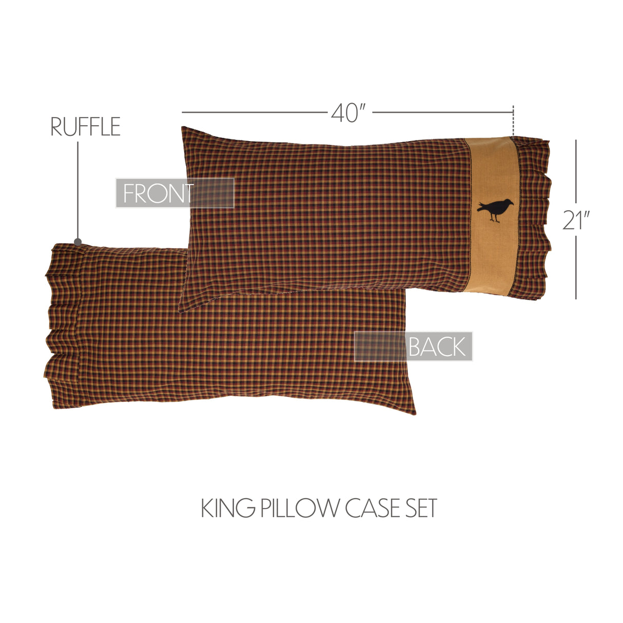 Heritage Farms Crow Pillow Case Set of 2