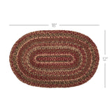 Cider Mill Primitive Jute Red Textured Striped Oval Kitchen Placemat Set of 6 12"x18", 12 Pack