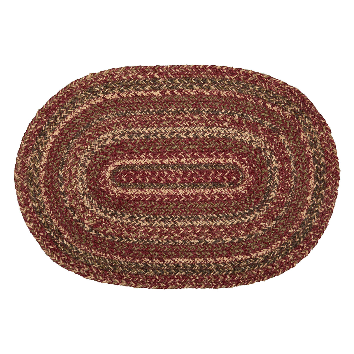 Cider Mill Primitive Jute Red Textured Striped Oval Kitchen Placemat Set of 6 12"x18", 12 Pack