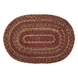 Cider Mill Primitive Jute Red Textured Striped Oval Kitchen Placemat Set of 6 12"x18", 12 Pack