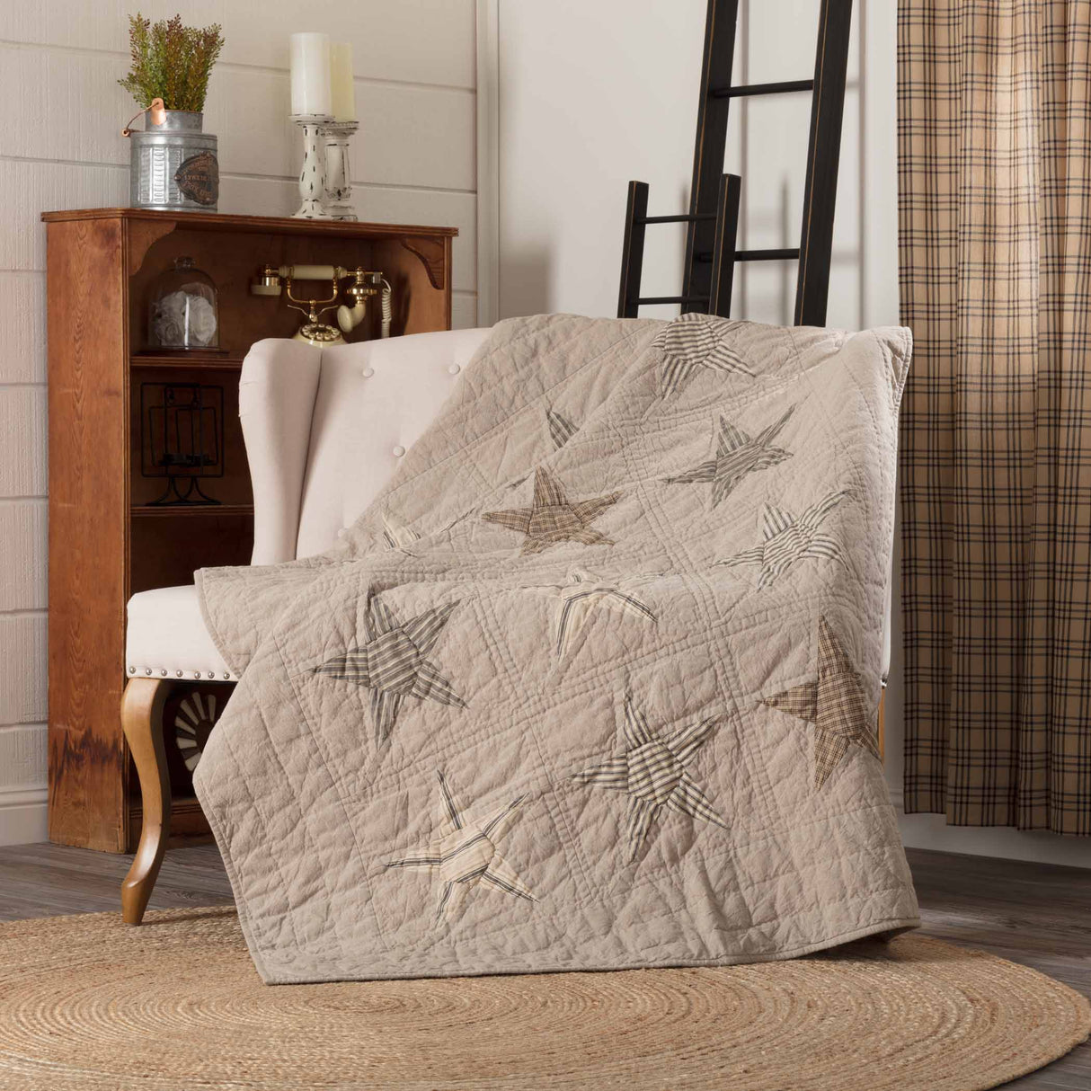 Sawyer Mill Star Charcoal Quilted Throw 50x60