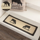 Sawyer Mill Charcoal Cow Jute Stair Tread Rect Latex 8.5x27, Set of 7