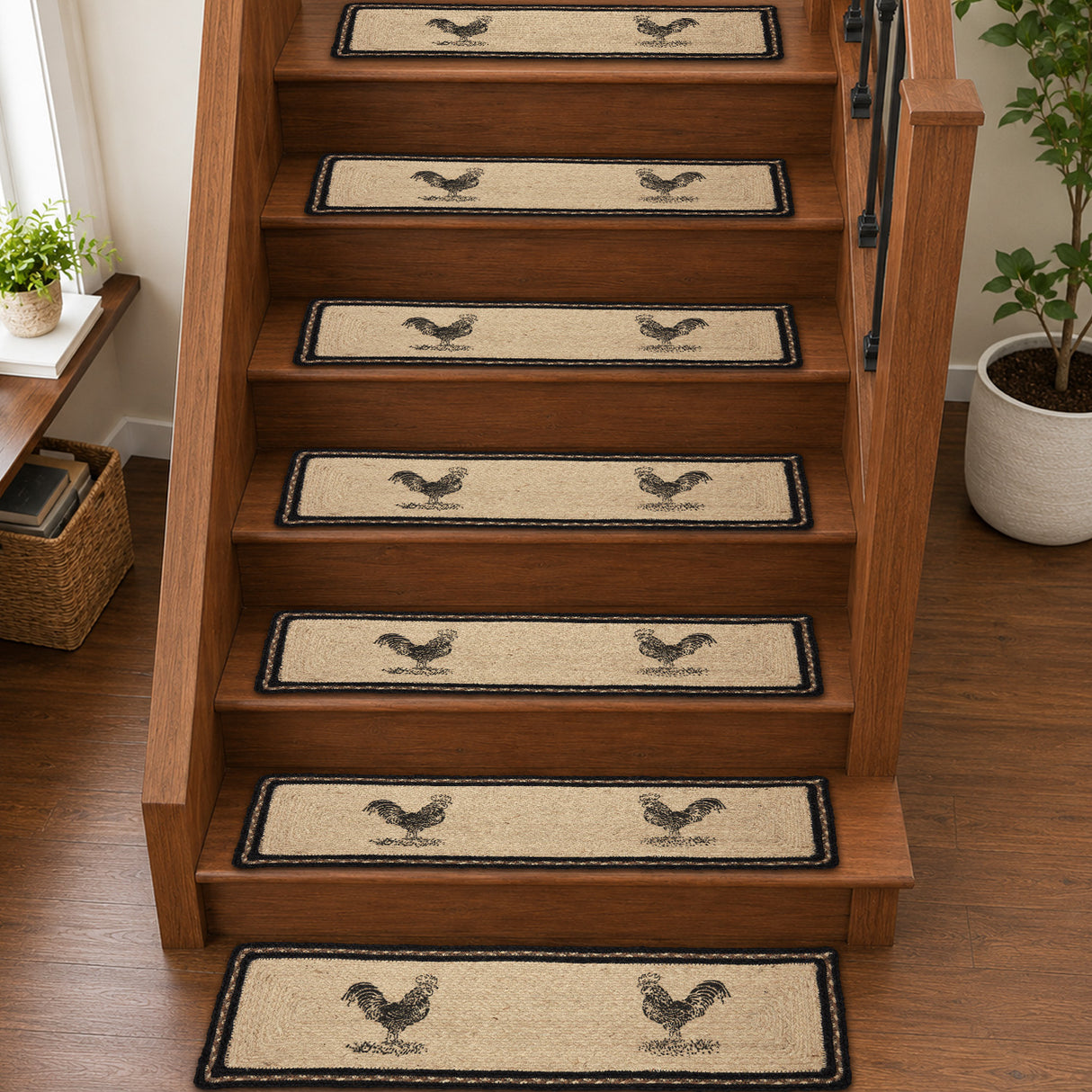 Sawyer Mill Charcoal Poultry Jute Stair Tread Rect Latex 8.5x27, Set of 7