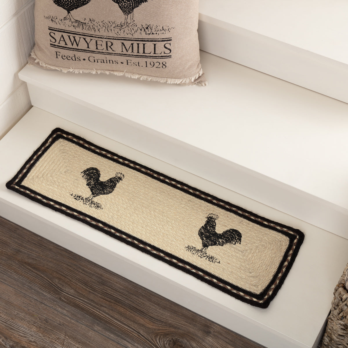Sawyer Mill Charcoal Poultry Jute Stair Tread Rect Latex 8.5x27, Set of 7