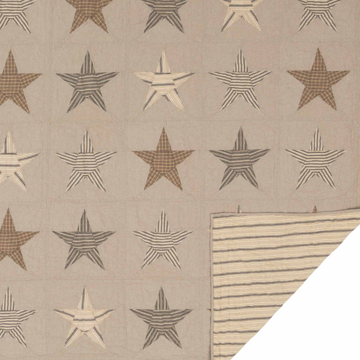 Sawyer Mill Star Charcoal California King Quilt 130Wx115L