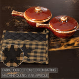 VHC Brands Black Star 6PC Set 2 Oven Mitts 2 Pot Holders and 2 Tea Towels