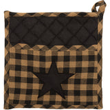 VHC Brands Black Star 4PC Set 2 Oven Mitts and 2 Pot Holders