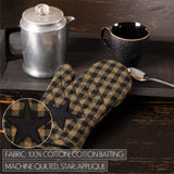 VHC Brands Black Star 4PC Set 2 Oven Mitts and 2 Pot Holders