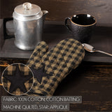 VHC Brands Black Star 3PC Set Oven Mitt and 2 Pot Holders