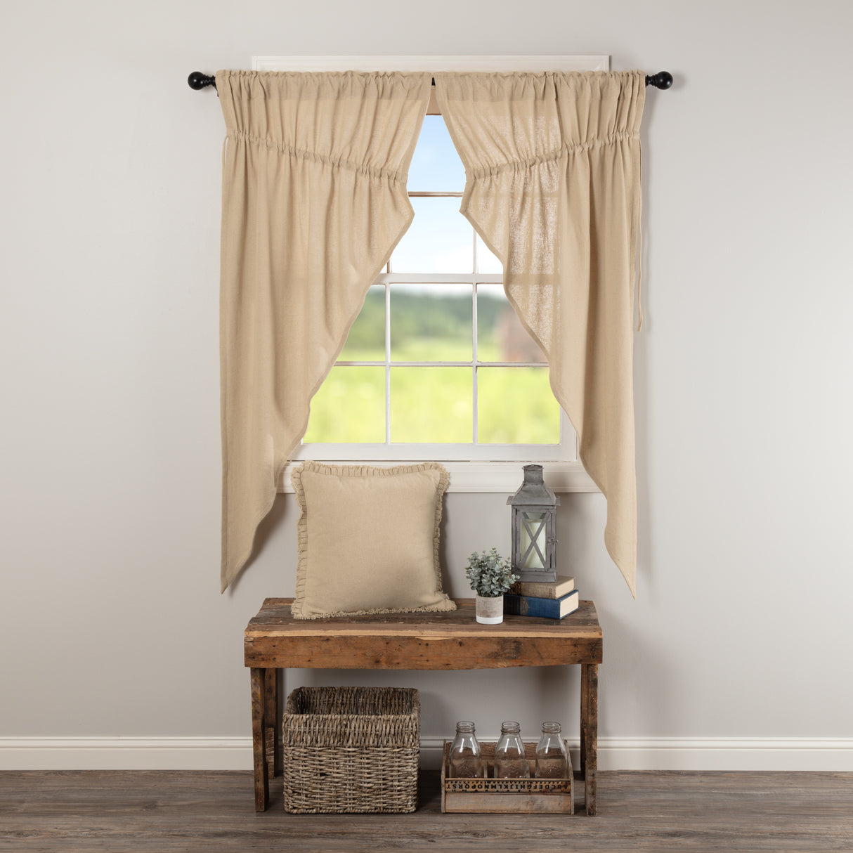 Burlap Vintage Prairie Short Panel Set of 2 63x36x18