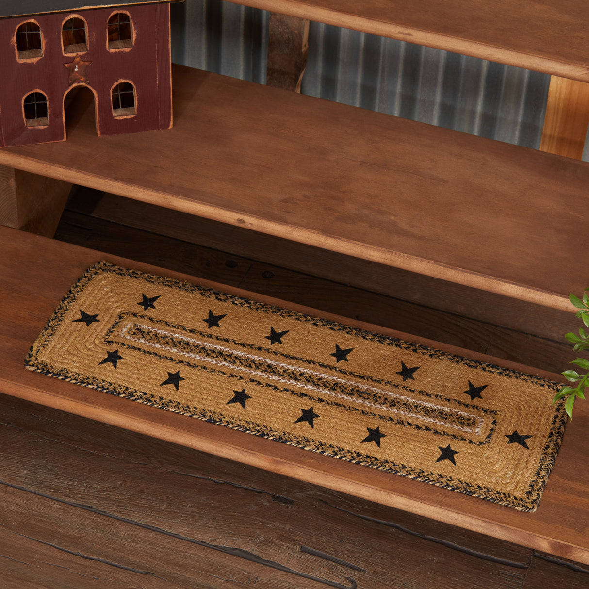 Kettle Grove Jute Stair Tread Stencil Stars Border Rect Latex 8.5x27, Set of 7