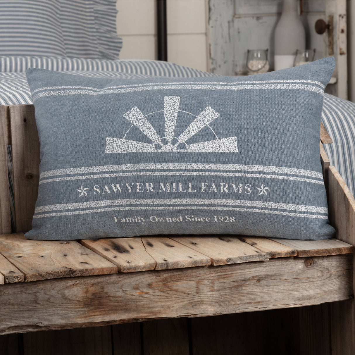 Sawyer Mill Blue Windmill Blade Pillow 14x22