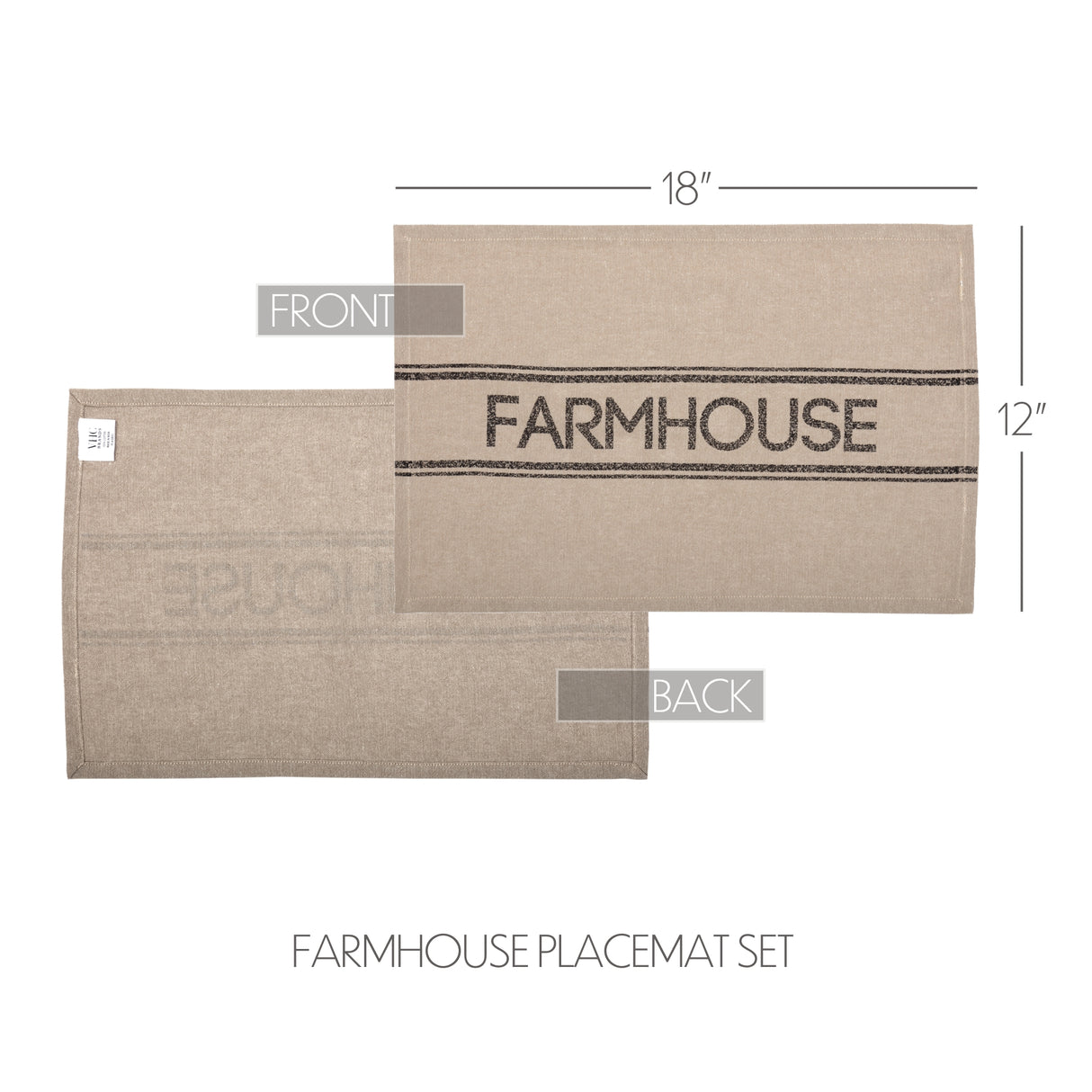 Sawyer Mill Rustic Farmhouse Style 12 x 18 Inch Rectangular Cotton Chambray Stenciled Table Decor Placemats, Farmhouse, Set of 6, 12 Pack
