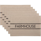 Sawyer Mill Rustic Farmhouse Style 12 x 18 Inch Rectangular Cotton Chambray Stenciled Table Decor Placemats, Farmhouse, Set of 6, 12 Pack