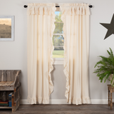 Muslin Ruffled Unbleached Natural Panel Set of 2 84x40