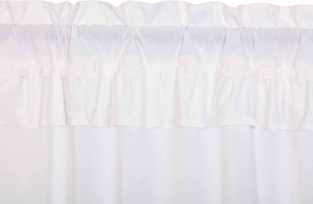 Muslin Ruffled Bleached White Prairie Short Panel Set of 2 63x36x18