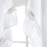 Muslin Ruffled Bleached White Prairie Short Panel Set of 2 63x36x18