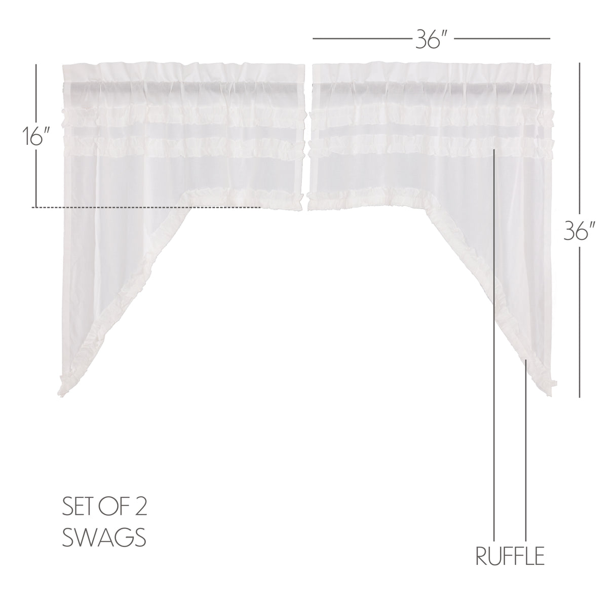White Ruffled Sheer Petticoat Curtain Set