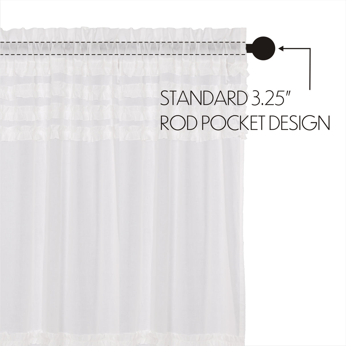 White Ruffled Sheer Petticoat Curtain Set