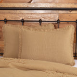 Burlap Natural Standard Sham w/ Fringed Ruffle 21x27, Set of 2
