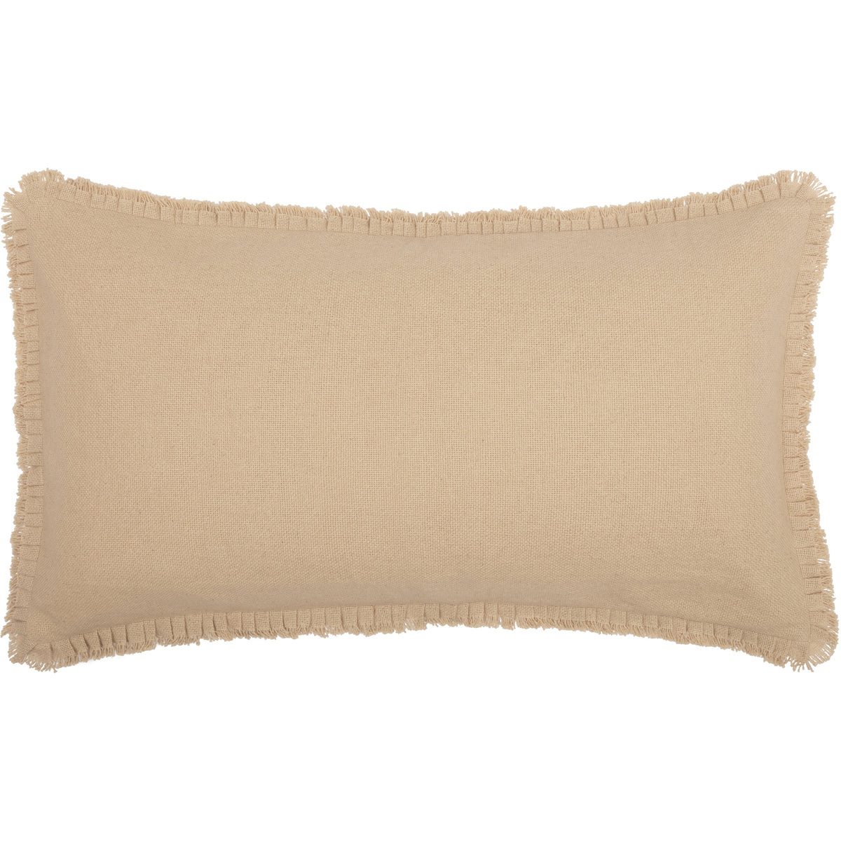 Burlap Vintage King Sham w/ Fringed Ruffle 21x37, Set of 2