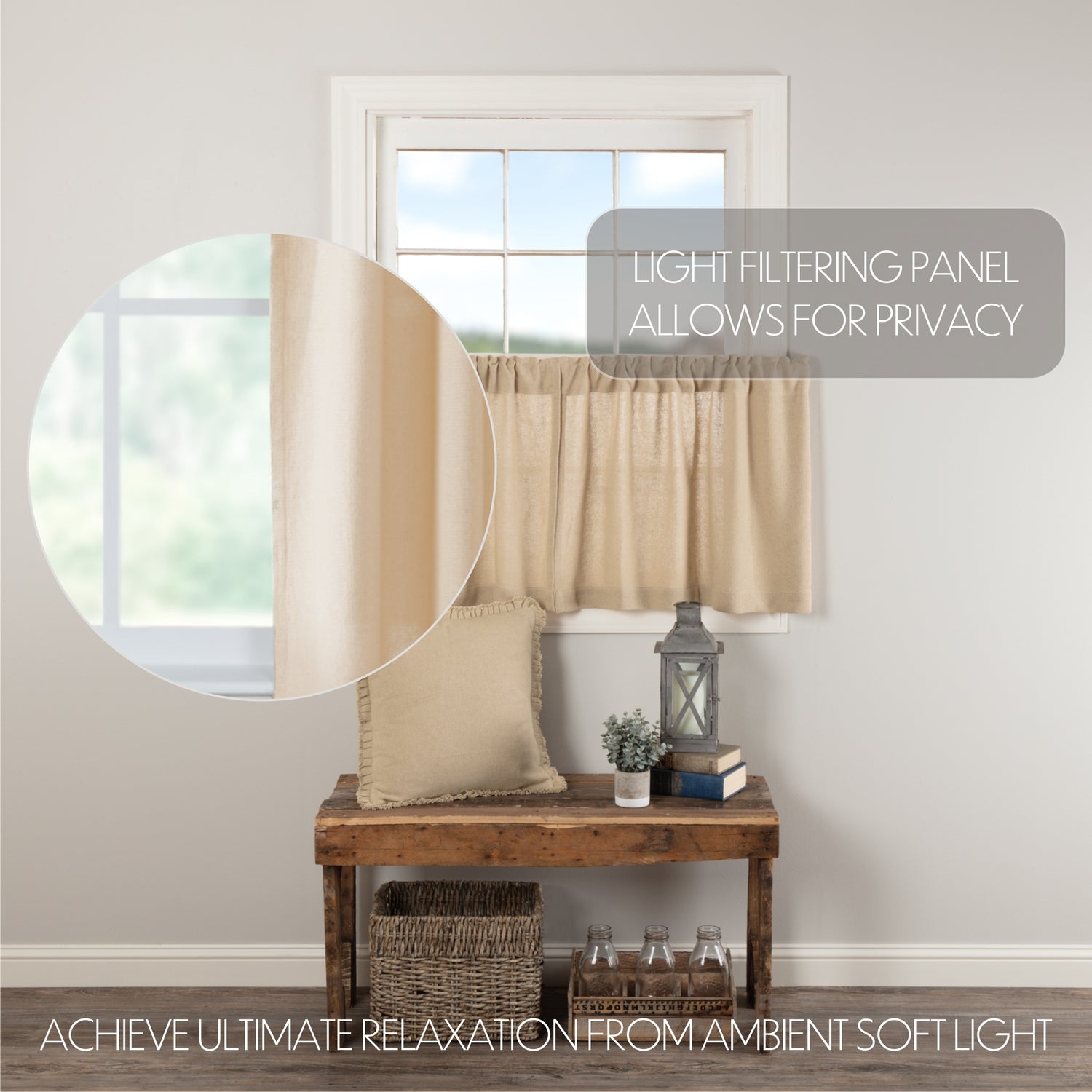 Burlap Vintage Tan Curtain Set