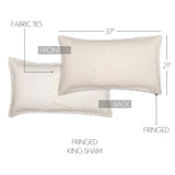 Burlap Antique White Star King Sham 21x37, Set of 2