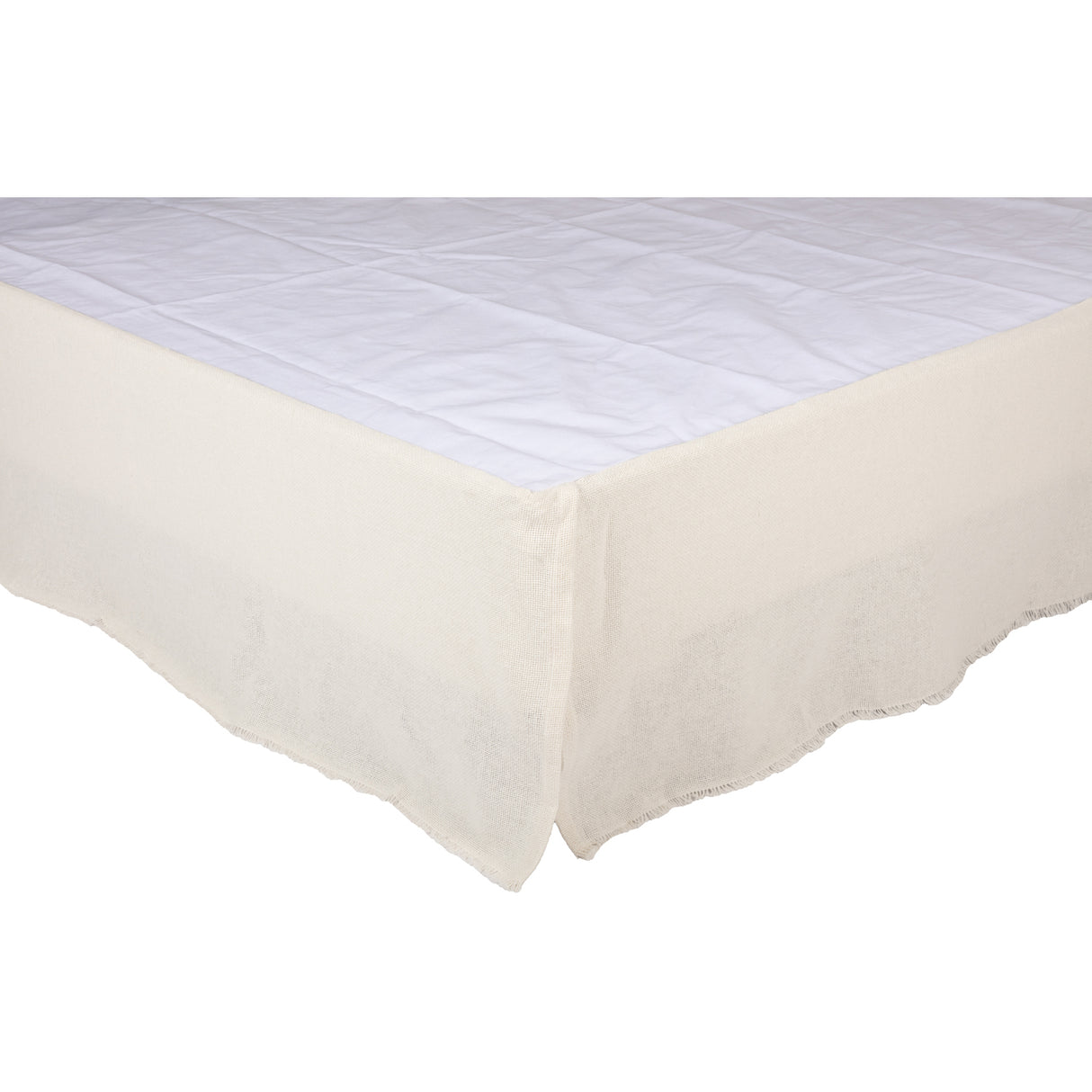 Burlap Antique White Fringed Twin Bed Skirt 39x76x16